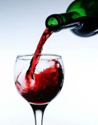 Red wine served on a glass